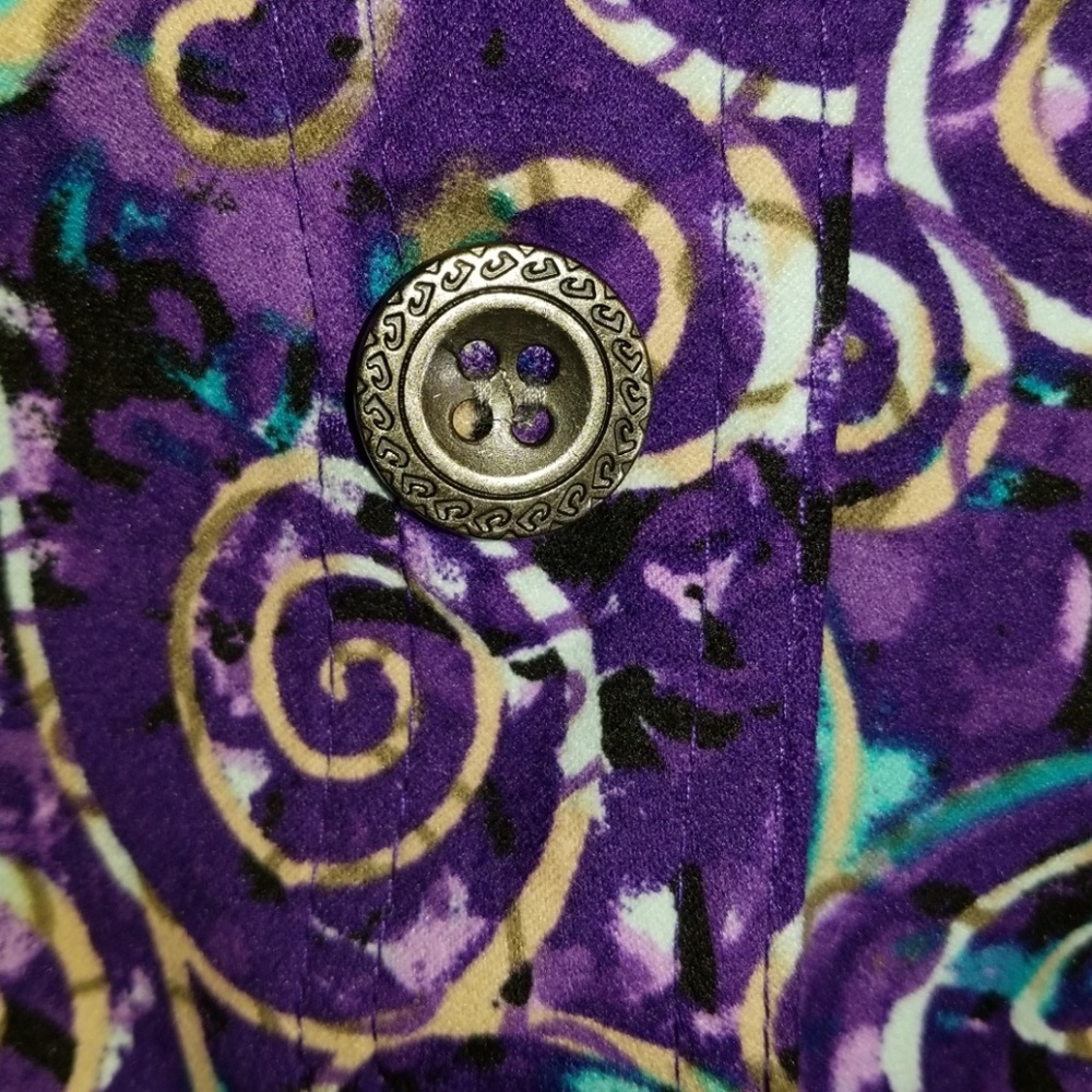 Christopher & Banks purple pattern button jacket - Picture 5 of 8